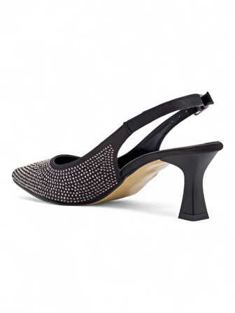 BERK TAŞLI ALÇAK KADEH TOPUKLU ABİYE SİYAH