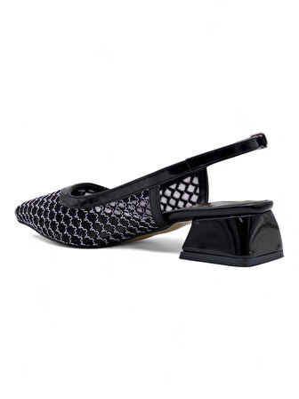 BERK FİLELİ ALÇAK TOPUKLU ABİYE SİYAH