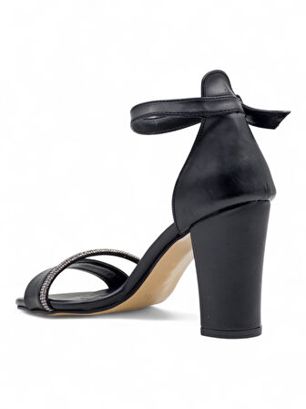 BERK TEK BANT YÜKSEK KALIN TOPUKLU ABİYE SİYAH