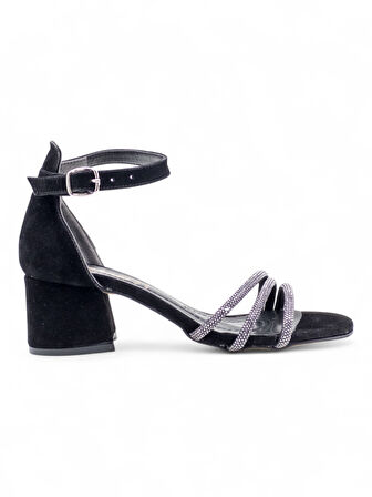 BERK TAŞLI ALÇAK TOPUKLU ABİYE SÜET SİYAH