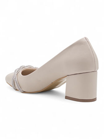 BERK TAŞLI KALIN TOPUKLU ABİYE KREM