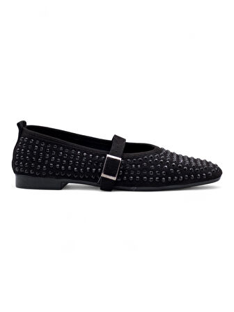 SHOES TAŞLI TOKALI KADIN BABET SİYAH