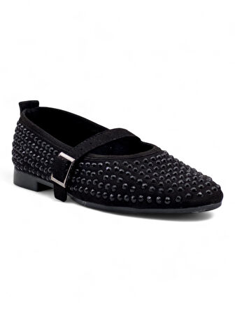 SHOES TAŞLI TOKALI KADIN BABET SİYAH