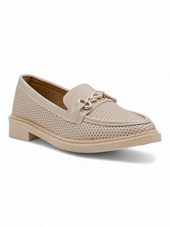 DORUK SHOES TOKALI GÜNLÜK KADIN LOAFER AYAKKABI KREM