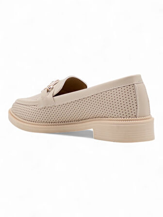 DORUK SHOES TOKALI GÜNLÜK KADIN LOAFER AYAKKABI KREM