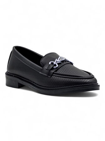 DORUK SHOES TOKALI GÜNLÜK KADIN LOAFER AYAKKABI SİYAH
