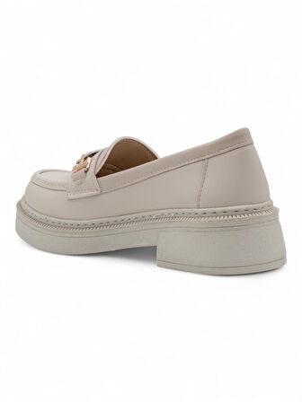 WHİTE ANGEL TOKA DETAYLI KADIN LOAFER AYAKKABI KREM
