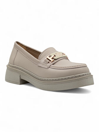 WHİTE ANGEL TOKA DETAYLI KADIN LOAFER AYAKKABI KREM