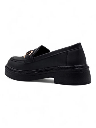 WHİTE ANGEL TOKA DETAYLI KADIN LOAFER AYAKKABI SİYAH