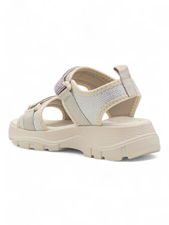 DİVAMOD TAŞLI CIRTLI KADIN SANDALET BEJ