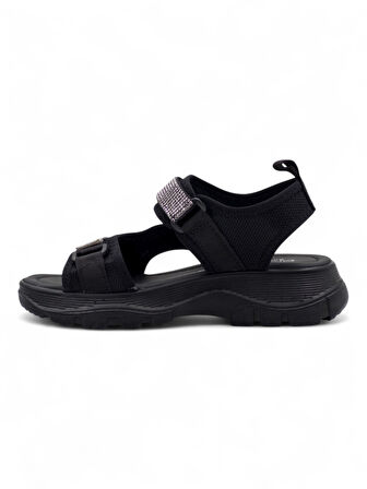 DİVAMOD TAŞLI CIRTLI KADIN SANDALET SİYAH