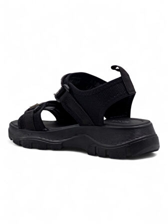 DİVAMOD TAŞLI CIRTLI KADIN SANDALET SİYAH