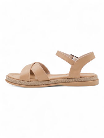 KAYGISIZ ÇAPRAZ KADIN SANDALET VİZON