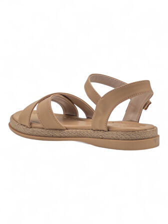 KAYGISIZ ÇAPRAZ KADIN SANDALET VİZON