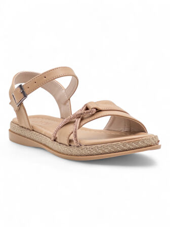 KAYGISIZ TAŞLI KADIN SANDALET VİZON