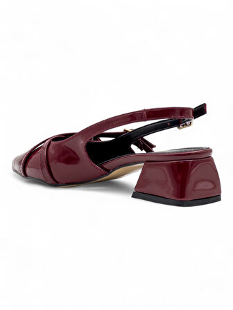 BERK ÇAPRAZ ATKI ALÇAK TOPUKLU ABİYE RUGAN BORDO