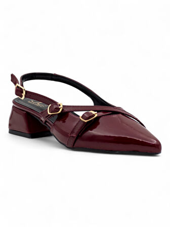 BERK ÇAPRAZ ATKI ALÇAK TOPUKLU ABİYE RUGAN BORDO