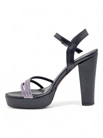 BERK TAŞLI PLATFORM YÜKSEK KALIN TOPUKLU ABİYE SİYAH