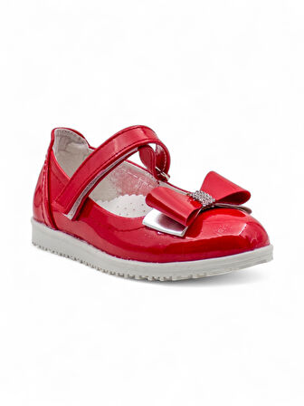 VARKAN FİYONKLU KIZ ÇOCUK BABET AYAKKABI KIRMIZI RUGAN