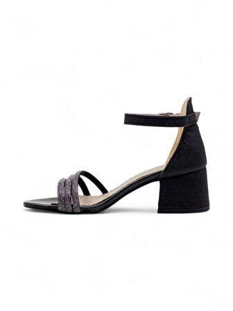 VARKAN TAŞLI TOPUKLU KIZ ÇOCUK ABİYE SİYAH