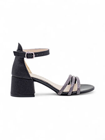 VARKAN TAŞLI TOPUKLU KIZ ÇOCUK ABİYE SİYAH