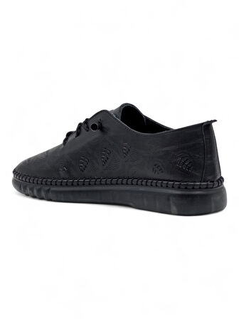 MR WHİTE LASTİK BAĞLI ŞEFFAF TABAN HAKİKİ DERİ KADIN GÜNLÜK AYAKKABI SİYAH