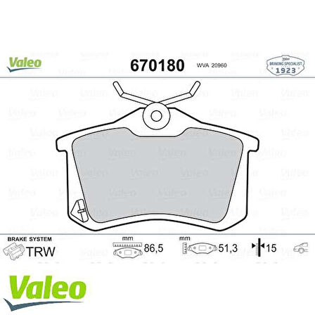 Vag Arka Fren Balatası Megane II A3 Golf Passat İi,iii,iv Vento Jetta II Octavıa Cordoba İbiza Toledo P4 - Valeo 670180