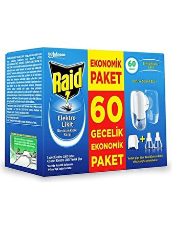 Raid Elektro Likit Cihaz ve 2 Yedek Toplam 60 Gece (Sivrisineklere Karşı)