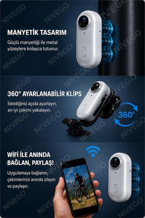 Nvg Mini Aksiyon Kamera Video Kaydedici 1080P Full HD WiFi Klipsli Giyilebilir Taşınabilir Vücut Kamera Siyah