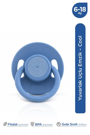 Wee Baby Cool Yuvarlak Uçlu Silikon Emzik 6-18 Ay Mavi