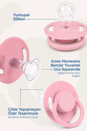 Wee Baby Cool Yuvarlak Uçlu Silikon Emzik 6-18 Ay Pembe