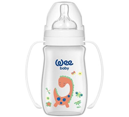 Wee Baby 138 Klasik+ Geniş Ağızlı Kulplu Biberon 0-6 Ay Beyaz 250 ml