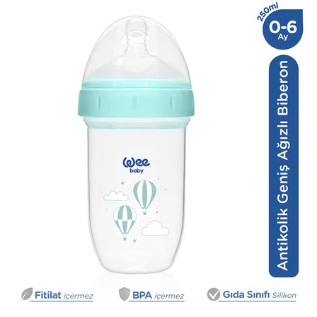 Wee Baby Nanninom Antikolik Geniş Ağızlı Biberon 250 ml 0-6 Ay