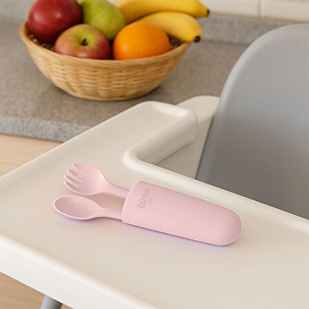 Wee Baby Saklama Kutulu Çatal Kaşık Seti - PEMBE