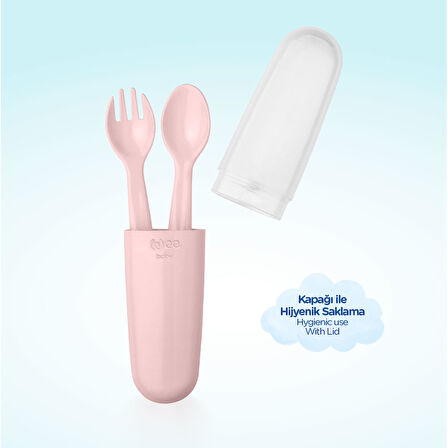 Wee Baby Saklama Kutulu Çatal Kaşık Seti - PEMBE