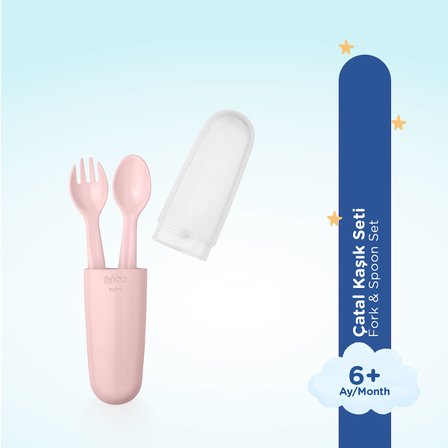 Saklama Kutulu Çatal Kaşık Seti Pembe