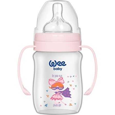 Wee Baby Klasik Plus Geniş Ağızlı Kulplu Pp Biberon 150 ML - PEMBE (0-6 AY)