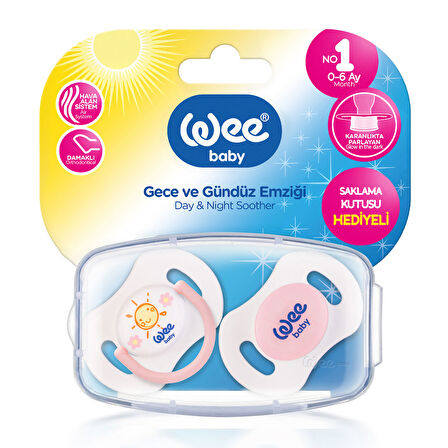 Wee Baby 2'li Gece Gündüz Emzik No:1 (Saklama Kabı Hediyeli) - PEMBE