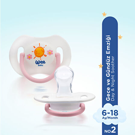 Wee Baby 2'li Gece Gündüz Emzik No:2 (Saklama Kabı Hediyeli) - PEMBE