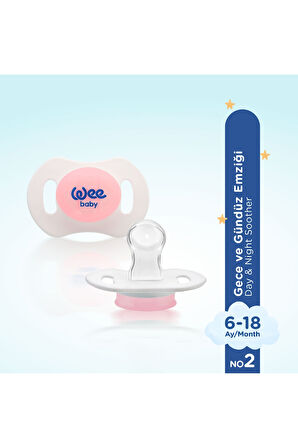Wee Baby 2'li Gece Gündüz Emzik No:2 (Saklama Kabı Hediyeli) - PEMBE