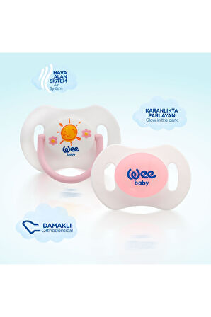 Wee Baby 2'li Gece Gündüz Emzik No:2 (Saklama Kabı Hediyeli) - PEMBE