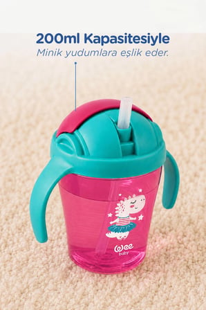 Wee Baby Pipetli Bardak 200 ml Pembe 6+ Ay