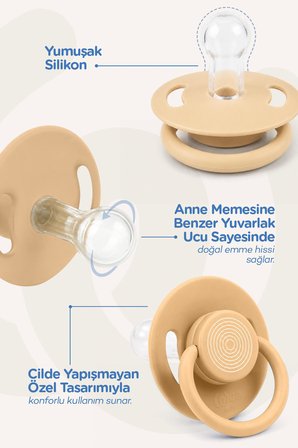 Wee Baby Cool Yuvarlak Uçlu Silikon Emzik 18+ Ay Krem