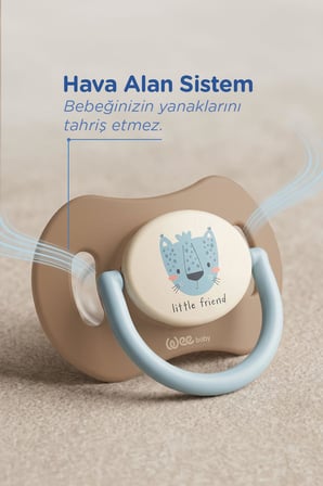 Wee Baby Duo Simetrik Uçlu Emzik 6-18 Ay No:2 (Mavi - Kahve)