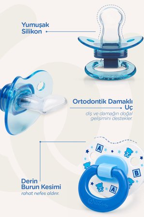 Wee Baby 2’li Damaklı Silikon Emzik 0-6 Ay Erkek