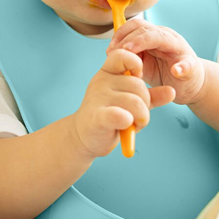 Wee Baby Nanninom Silikon Mama Önlüğü Mavi