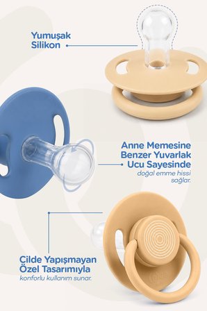 Wee Baby 2'li Cool Yuvarlak Uçlu Silikon Emzik 0-6 Ay Erkek