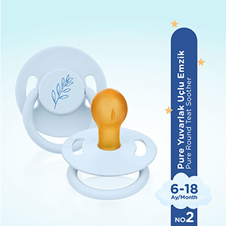 Wee Baby Pure Yuvarlak Uçlu Kauçuk Emzik No:2 - MAVİ