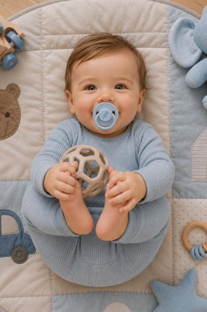 Wee Baby Pure Yuvarlak Uçlu Kauçuk Emzik 18+ Ay Mavi
