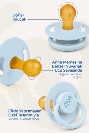 Wee Baby Pure Yuvarlak Uçlu Kauçuk Emzik 18+ Ay Mavi